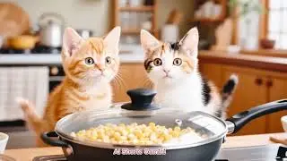 Funny Kittens Cooking Ginger and MooMoo Make Popcorn! 🍿🐾
