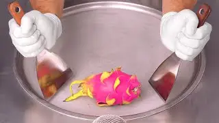 Dragonfruit - Ice Cream Rolls | oddly satisfying Street Food ASMR with Dragon Fruit