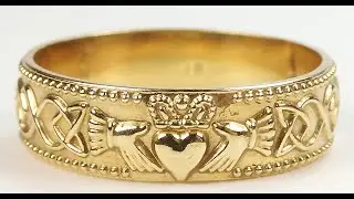 Antique Unisex Celtic Claddagh 14KY Wedding Band Ring Size 9.75 UK-T 6.09 MM