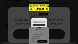 ❤️&zwj;🔥🪄SEPTEMBER 16| ARI WALLET DAILY QUIZ|Crypto Mining Quiz #Shorts #arichainairdrop#todayquizanswer