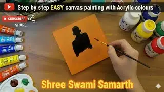 Shree Swami Samarth step by step easy canvas painting🎨 #canvas#easydrawing  #swami #viral