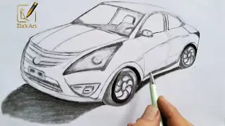 3D Car Drawing with Optical Illusion | Realistic Sketch