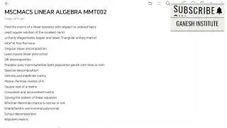 Linear Algebra | Important Concepts | MMT002