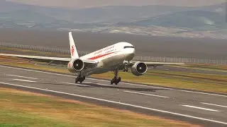 Scary Landing!! Plane Barely Clears the Runway | Boeing 777-200 at Lisbon Airport