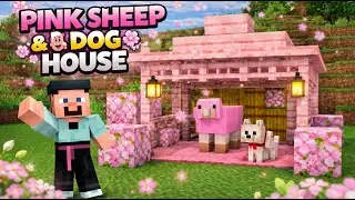 Building a Cherry Blossom House for Pink Sheep & Dog 🐑🐶 | Minecraft Survival Part 5 🌸