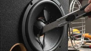 Unconventional Stress Therapy : We cut through an Alpine Subwoofer with a Box Cutter.