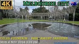 4K ASMR Fountain Parliament Gardens | sounds for calming & relaxation #asmr Melbourne Walking Tour