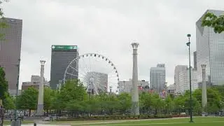 SkyView Atlanta Ferris Wheel & Centennial Olympic Park | Daytime B-Roll Stock Footage
