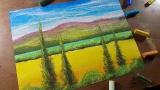 Paisaje Sencillito al Pastel Paso a Paso