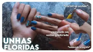 DIY| Fa&ccedil;a unhas floridas comigo! 💅🏻  ~ Testando hacks, remendo para unha quebrada, cor nova...