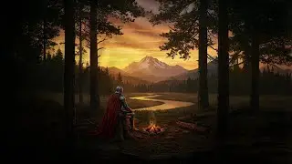 Knight&rsquo;s Solitude 🛡️🔥 | Medieval Campfire Ambience at Sunset | Music & Nature Sounds for Relaxation