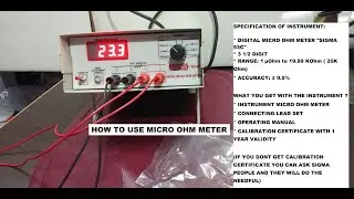 Digital Micro Ohm Meter SIGMA 53C testing procedure || How to set zero in micro Ohm Meter