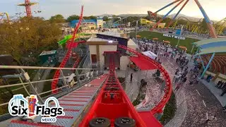 Speedway Stunt Coaster Front Row POV - Six Flags Mexico New for 2026 Family Roller Coaster