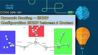 Dynamic Routing ( EIGRP) Configuration between 3 routers - CCNA In Arabic