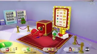 Getting a gold pipe during a raffle in Rainbow Galleria in Super Mario Party Jamboree!