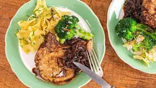 How To Make Thin-Cut Pork Chops with Rosemary-Balsamic Glazed Shallots By Emeril