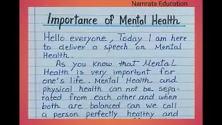 Speech on Importance of Mental Health in English / Mental Health awareness short speech