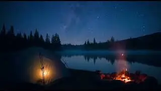 [4K] Wilderness, Crickets/Katydid, Campfire, Appalachia Camping Ambience to Relax, Sleep, Study 4hrs