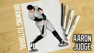 How to draw a Yankees baseball player / How to draw Aaron Judge batting the ball