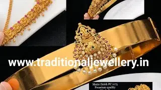 1 grm Gold matte finish Lakshmi God hip chains belts with price online shopping traditional Jewelry
