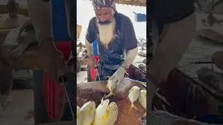 Incredible Yellowfin Trevally Fish Cutting! 🐟🔪 Expert Seafood Skills at Local Beach Market #shorts