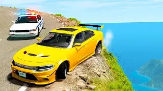 ЭКСТРЕМАЛЬНАЯ полицейская погоня на краю обрыва — привод BeamNG разбился