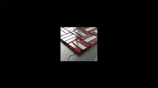 Quartz Red Strip Glass and Marble Mosaic Tile