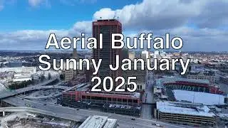 Sunny and Snow Covered Buffalo N.Y. January 2025 - Aerial Buffalo - Drone Video