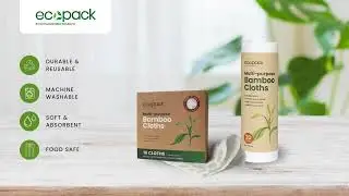 Ecopack Bamboo Cloths | Washable Cleaning Wipes | Eco-Friendly Alternative to Paper Towels