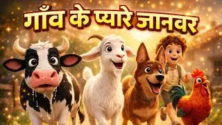 गाँव के प्यारे जानवर | Cow Goat Dog Rooster Song | Hindi Kids Rhymes | Animal Song for Kids