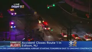Crash Closes Road In Edison