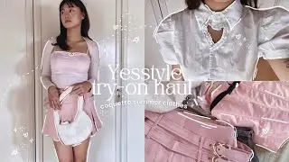 YESSTYLE HAUL: try-on coquette summer clothes ‎♡₊˚ 🦢 (cute & aesthetic)
