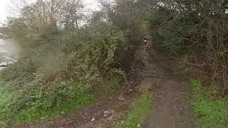 A wet and windy day, dangerous road exit from lane, Shropshire TRF Beta 300 RR #arsingabout