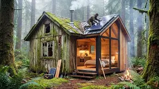 Building a house in the forest (ASMR) &ndash; He turns an abandoned forest hut into a modern home