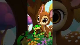 Cute deer and snake friendship in 2d animation