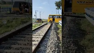 School Bus 🚌 Accident 😔😔 #shorts #youtubeshorts #railway #train #bus #tractor #truck #jcb #trending