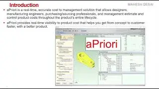 Cost Engineering   aPriori tool ,  Part 2 - Section 1