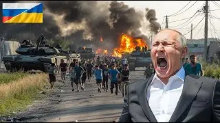 A convoy of Russia's newest T-90 tanks was ambushed by Leopard tanks at a Russian base.