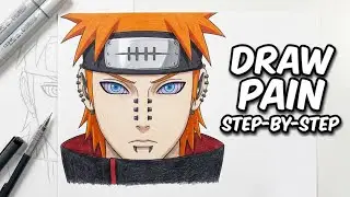 Draw pain from Naruto step by step//sketch guardian// akatshki leader # Naruto # anime drawing