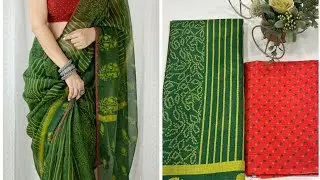 Kota chex digital print saree with kota chex blouse 🪷 #shorts #trending #viral #youtubeshorts 