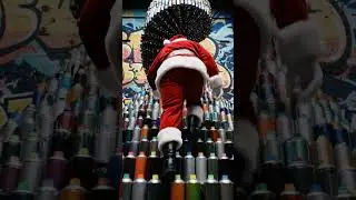 Santa Climbs Thick Paint Swirls & Peeling Acrylic! 🎨🌈 Art ASMR (Sticky vs Dry)