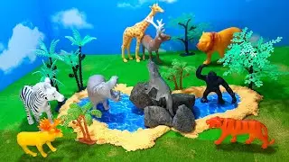 Miniature Zoo |  Lion, Tiger, Chimpanzee, Wolf, Hippopotamus, Zebra, Giraffe, Deer, Moose