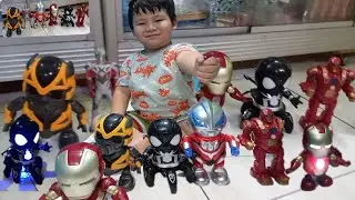 Robot Spiderman,Iron Man,Bumblebee,Ultraman bisa goyang Joget