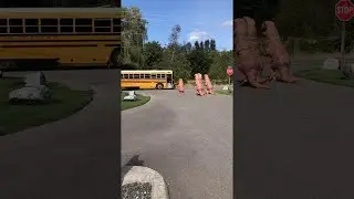 T-Rex Family Waits for School Bus || ViralHog