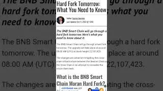 BNB Smart chain Hard fork Tomorrow 🤑 || #ytshorts #bitcoin #crypto #bnb #binance #cryptocurrency