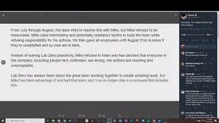 In Regards to Mike Z and Lab Zero