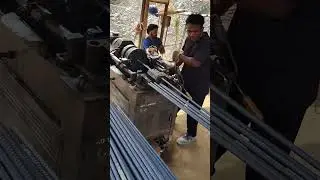 Rebar threading machine thread work #construction