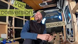 VAN BUILD | We start building the cabinets & install our ceiling + connecting first LEDs | Episode 5