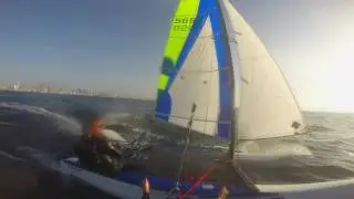 Catamaran sailing in Tel-Aviv,  Israel