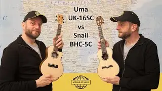 Демонстрация сравнения концертных укулеле Uma UK-16SC и Snail BHC-5C из массива ели
